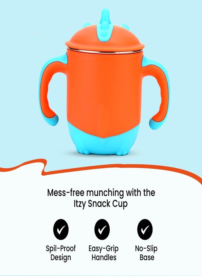 ONE AND ONLY Sipper Cup & Water Bottle with Handle for Babies, Dino Theme Steel Spill Proof Training Toddlers & Kids | 220ml BPA-Free Feeding Sippy Cup (Orange) - Image 4